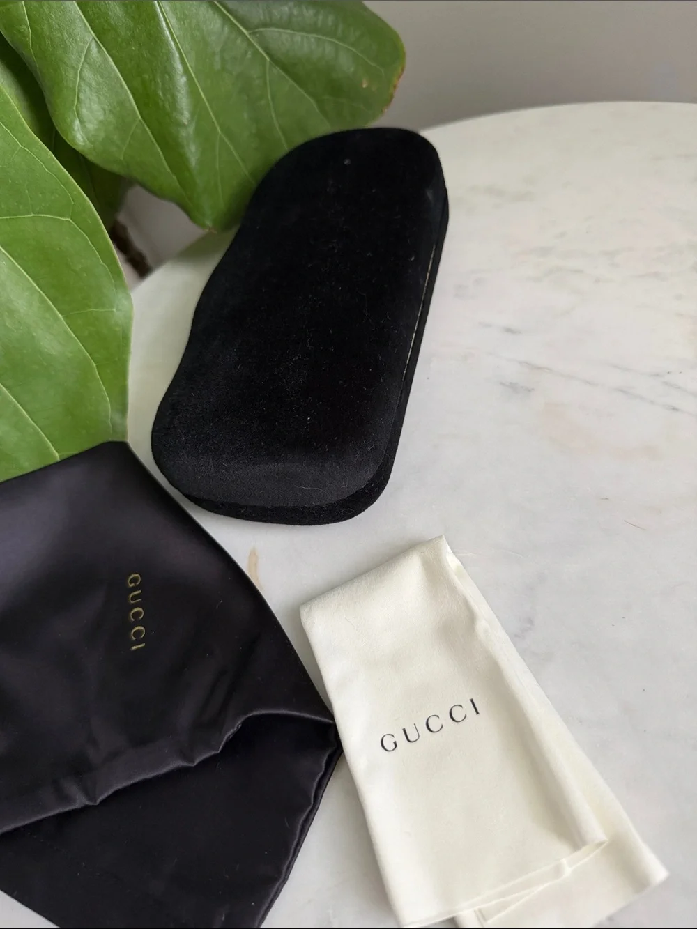 Gucci Velvet Sunglasses Case with Black and Light Blue Linings